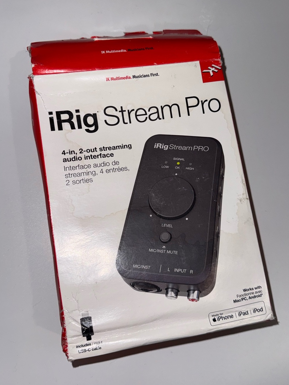 IK Multimedia iRig Stream Pro, a 4-input, 2-output streaming audio interface